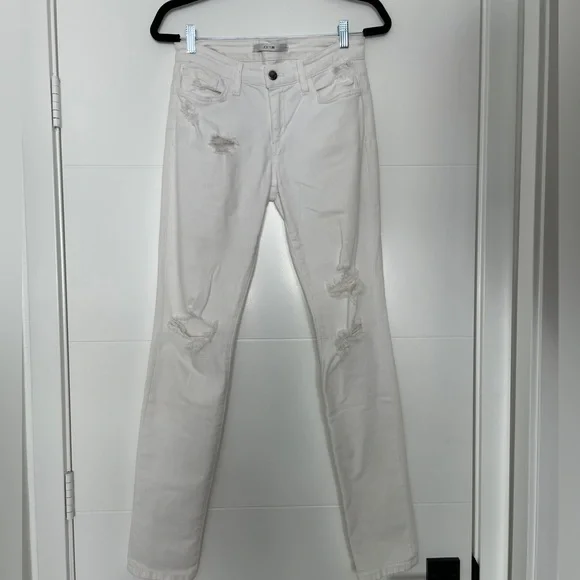 Joe’s Jeans White Distressed Skinny Jeans Mid Rise Ripped Denim | Size 28 - Picture 8 of 13